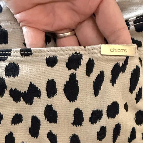 EUCChico's Tan and Black Animal Print So Sliimming jeans Chicos sz 3T (IS 16-18) - Picture 5 of 9